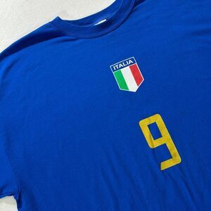 Soccer Italy Blue Cotton Heavyweight T-Shirt 2006 Toni #9 Size 2XL Gildan